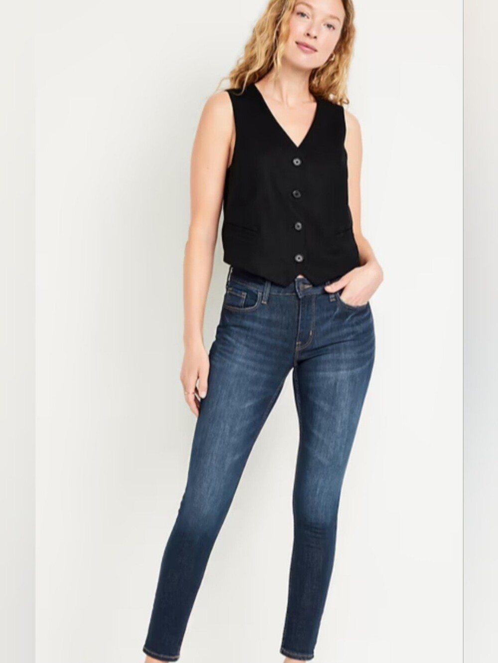 Old Navy Mid-Rise Rockstar Super-Skinny  Dark Rinse Jeans 16